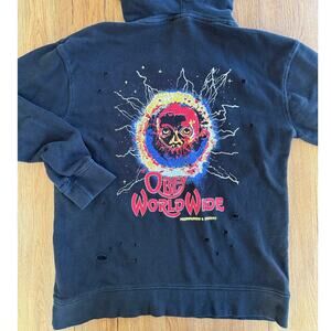 Obey Black Distressed Graphic Hoodie Size M